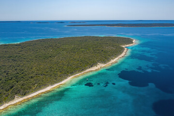Blue waters in the shallows of Molat Island in Croatia