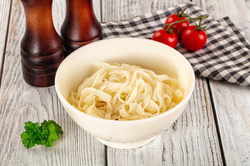 Boiled wheat asian udon noodles