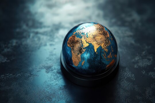 Globe with off button and geometric shapes overlaying its surface representing modern digital technology, off button and shapes over globe