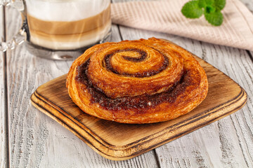 Homemade cinnabon swirl pastry with cinnamon