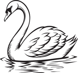 silhouette swan on white background
