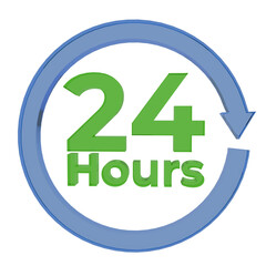 3d render shield icon with text 24 hours. concept of protection all the time. for health or anti virus