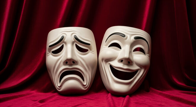 Theater drama masks comedy tragedy acting performance stage play artistic expression concept