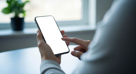 Phone mockup mobile app design smartphone template blank screen device technology hand using app