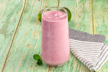 Cold fresh sweet Strawberry smoothie