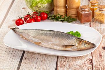 Raw whole salted herring fish