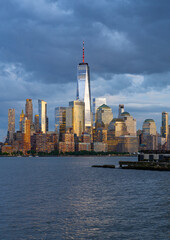 Fototapeta premium The skyline of New York City, United States, USA. NYC skyline. Panorama of New York. New York skyscrapers. Beautiful view in Manhattan, Empire State Building in NYC. The New York Times Building.