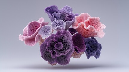 Fungi, cells, and spores converge into abstract forms of pathogens and viruses.