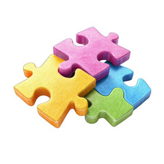 Obraz premium Three colorful puzzle pieces interlocked