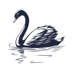 silhouette swan on white background
