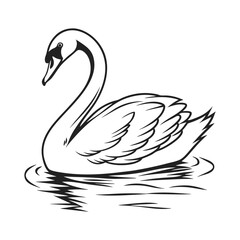 silhouette swan on white background