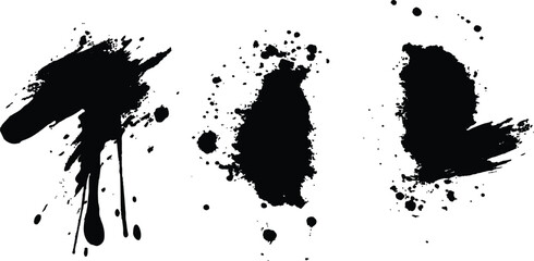 Vector simple black brush set stroke on a clean white background. Abstract black in splash, paint, brush strokes, stain grunge isolated on white background