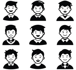 Happy Student Icons in Graduation Attire