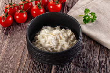 Italian delicous stracciatella young soft cheese