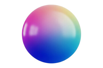 Colorful gradient sphere with smooth rainbow-like surface in light transparent PNG