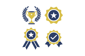 Gold award ribbon badge with Ukraine flag icon, a symbol of first place winner design