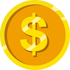 Golden dollar isolated coin icon. Vector illustration