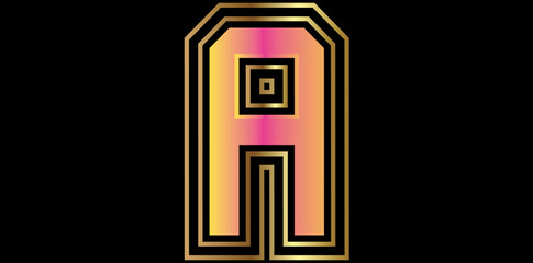 Gradient Alphabet A Isolated On Black Background, Alphabet A Font Text Design Vector Illustration.	