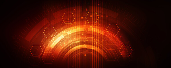 2d illustration Abstract futuristic electronic circuit technology background