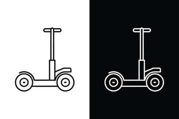 Black and White Segway Vector. Vehicle Line Art Illustration