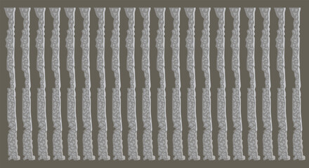 Vertical textured stripes, corrugated cardboard background in grey color, vector illustration style.