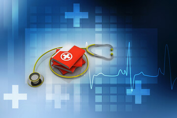 3d illustration hospital folder and stethoscope