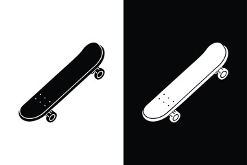 Silhouette Skateboard Icon. Flat Design on White or Black Background
