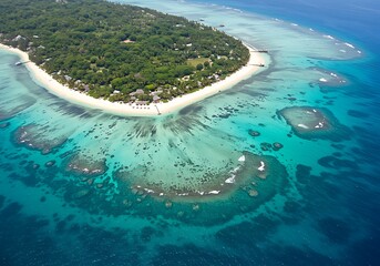 Obraz premium Tropical Island Paradise With Crystal Clear Waters a Lush Jungle