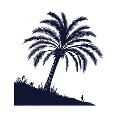 silhouette palm on white background