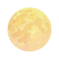 満月のベクターイラスト　水彩絵の具またはクレヨンの手描き風