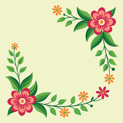 Floral corner design with red and orange flower elements