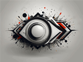 Obraz premium Abstract Geometric Explosion with 3D Shapes and Splatter Art 