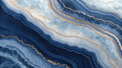 Opulent Indigo and White Abstract Natural Stone