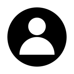 Silhouette user icon inside filled black circle