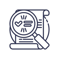 Magnifying glass over document symbolizes targeted search and analysis.