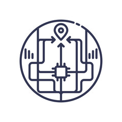 Obraz premium Abstract map with location pin and pathways symbolizing efficient navigation.