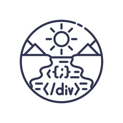 Code elements blend with nature, symbolizing creativity and innovation.