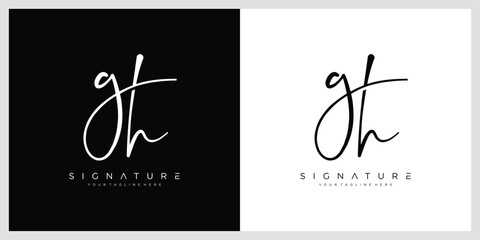 Initial GH handwriting logo vector template