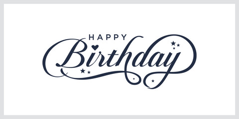 Beautiful Happy Birthday text vector template.