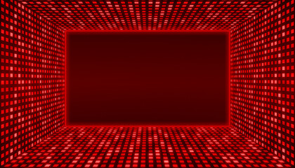 Red space room display grid square light field technology abstract background