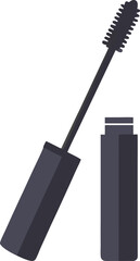 Vector  illustration of a blue mascara tube and wand on transparent background.