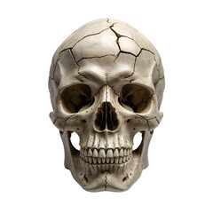 Obraz premium Skull pale ivory cracked old human skeleton head PNG
