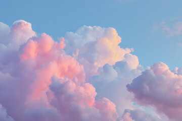 Pastel pink and blue cloudscape at sunset