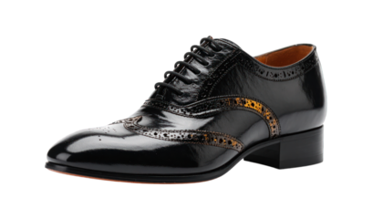 Black leather brogue shoe