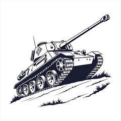 Naklejka premium silhouette tank on white background