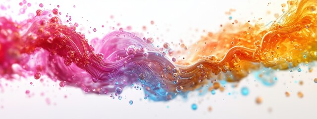 Obraz premium Abstract Colorful Liquid Flow Swirling Paint Data Stream Digital Art Background