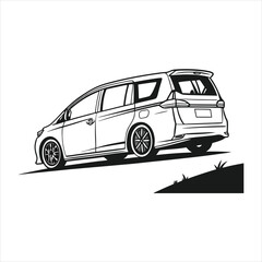  silhouette Toyota Noah car on white background