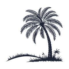 Obraz premium silhouette palm tree on white background