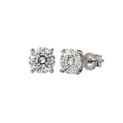 Sparkling Round Cut Diamond Stud Earrings: Elegant Jewelry Detail on transparent background