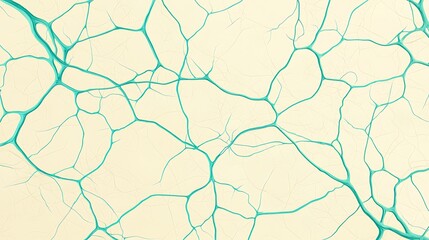 Abstract network of interconnected turquoise lines resembling veins or neural pathways on a light beige background.